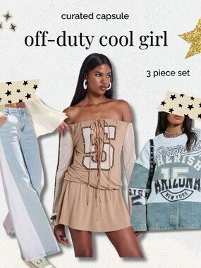 Off Duty Cool Girl Capsule 🧊 JL Varsity Dress + AKIRA Jeans + Denim Mini M/L